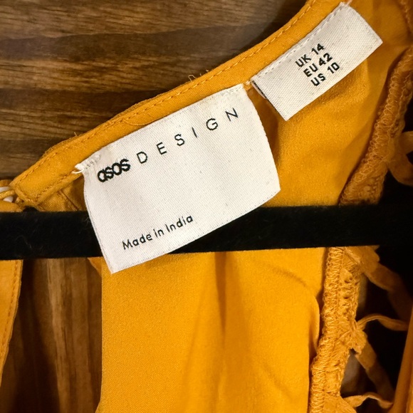 ASOS Mustard Ruffled Mini Dress - Picture 2 of 8